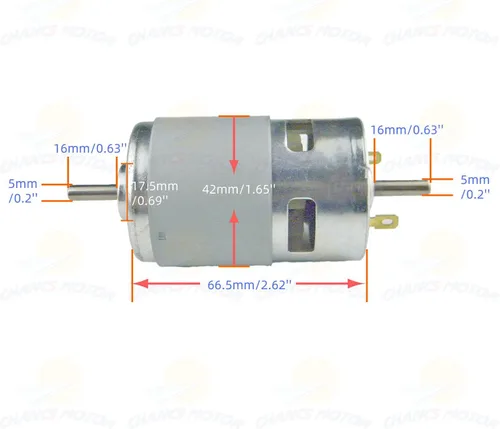 Vista 4 de CHANCS Motor de sierra 775 DC 24V 12000RPM Motor de engranaje de doble salida eje taladro Chuck Mini Sierra circular eléctrica DIY