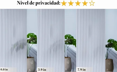 Vista 3 de Película de privacidad para ventana, diseño de rayas, no adhesiva, esmerilada, adherencia estática, esmerilada, para ventana, bloqueador solar Rayas