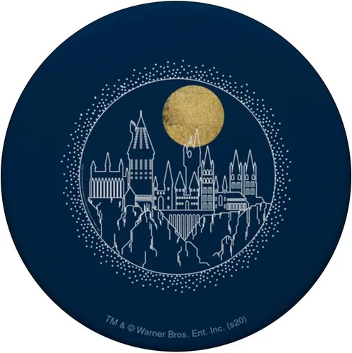 Vista 3 de Harry Potter Hogwarts Full Moon Line Art PopSockets agarre y soporte para teléfonos y tabletas, Negro