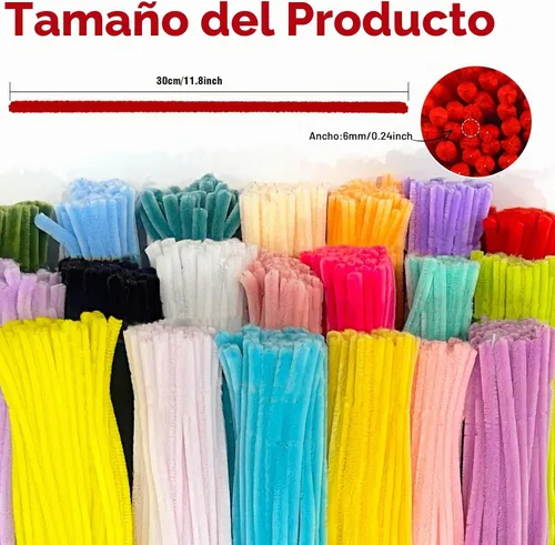 Vista 3 de URSDIART Limpiapipas a granel 1000 unidades, 20 colores surtidos tallos de chenilla Mezcla