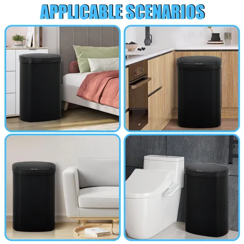 Vista 8 de Basurero de cocina con sensor de movimiento de 13 galones, cubo de basura con sensor automático de 50 L, cubo de basura inteligente con tapa