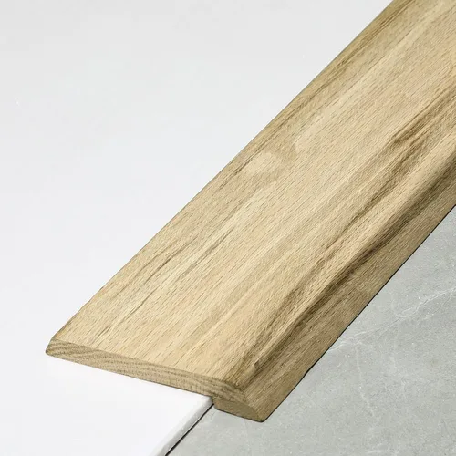 Vista 2 de Kigley Umbral para interiores de roble rojo macizo, reducción de transiciones para puertas, umbral de superposición de madera, 4 pulgadas de ancho