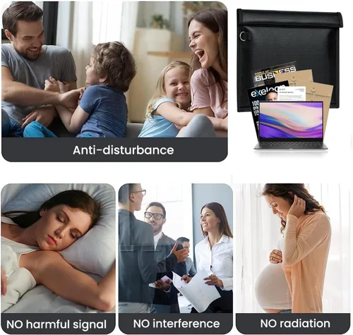 Vista 4 de Bolsas Faraday grandes para tablet, bolsa Faraday, evita piratería, seguimiento y NFC/WiFi/Bluetooth para teléfonos, llaveros