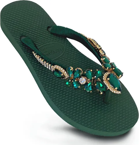 Vista 7 de Chanclas de diamantes de imitación glamorosas para mujer