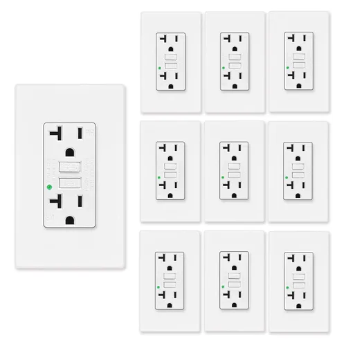 Vista 87 de Greencycle Toma GFCI de 15 amperios con puertos USB C y USB A, 1 unidad de toma eléctrica GFCI de prueba automática con USB, con indicador LED