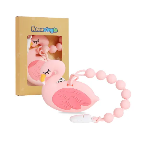 Vista 15 de Juguete mordedor de silicona de grado alimenticio para bebés con soporte para chupete, juguetes de dentición, juego de regalo para niños y niñas a
