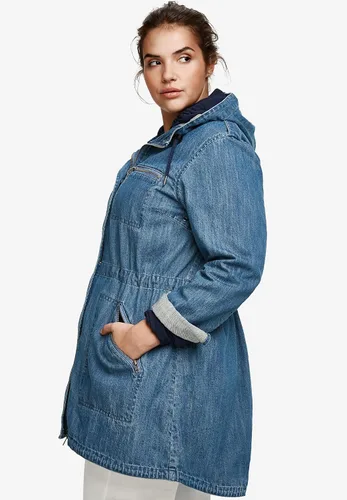 Vista 4 de Ellos Chaqueta vaquera Anorak con capucha de talla grande para mujer