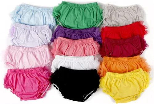 Vista 5 de Paquete de 2 pantalones cortos de algodón para bebés y niñas pequeñas con volantes y lazo
