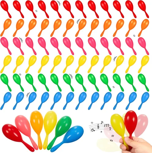 Vista 7 de 6 Pcs 4 Inch Mini Maracas Shakers for Kids, Colorful Plastic Rhythm Instruments, Classroom Music Supplies, Party Favors, Preschool Musical Toys