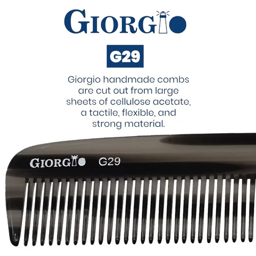 Vista 5 de Giorgio G29 - Peine de bolsillo de dientes finos Grahpite negro para hombres, peine alisador para el cuidado diario del cabello, bigote y barba