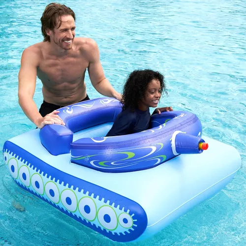 Vista 6 de SLOOSH Flotadores inflables de piscina para niños, flotadores de piscina con pistola de agua, juguetes de lucha de agua, diversión de batalla
