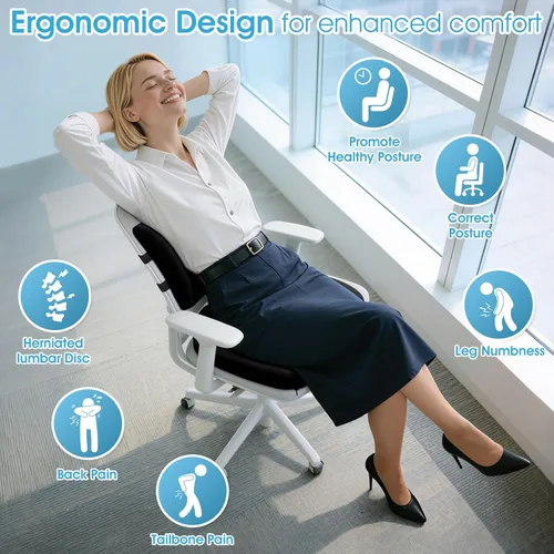 Vista 2 de CushZone Cojín de asiento, almohada de apoyo lumbar con correa ajustable, cojines para silla para aliviar el dolor de ciática, con funda lavable