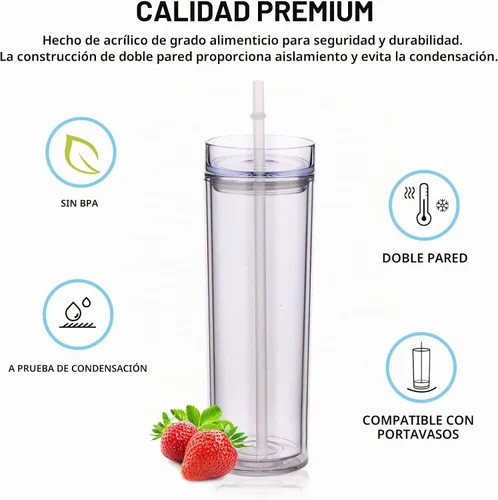 Vista 3 de Volhoply Vasos delgados de plástico de 20 onzas