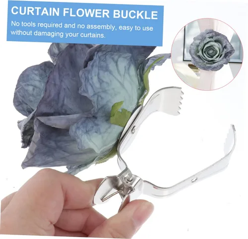 Vista 7 de ARTIBETTER 4 alzapaños modernos y simples para cortina, diseño de flores, hebillas de cortina para decoración del hogar, diseño floral