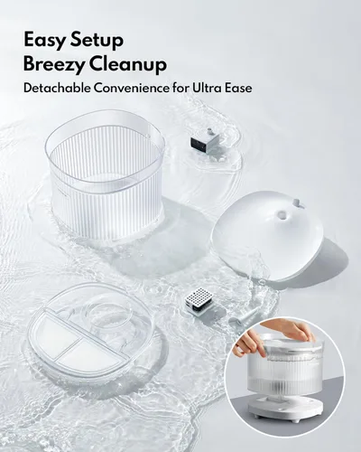Vista 4 de Homerunpet Fuente de agua inalámbrica para gatos, batería de 7800 mAh, tiempo de funcionamiento de 30 días, diseño desmontable fácil de limpiar
