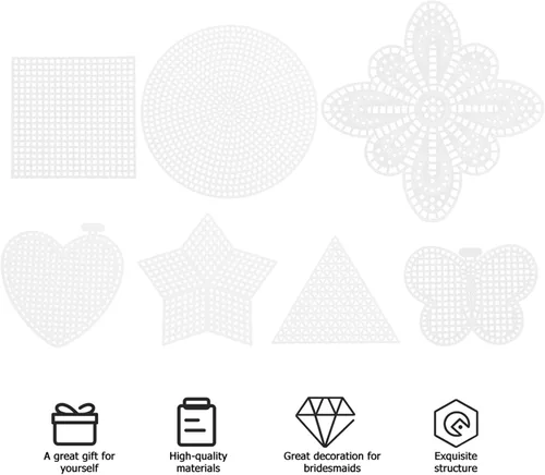 Vista 8 de 70 hojas de malla de plástico, material de bordado para proyectos de punto de cruz, lona de plástico duradera con bordes lisos para manualidades