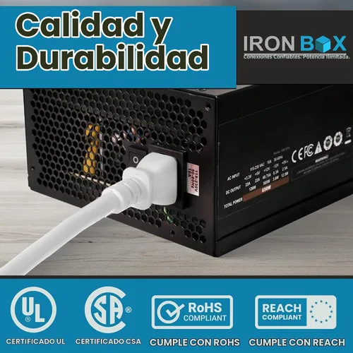 Vista 7 de IronBox Electric - Cable de Alimentación de Servicio Pesado 5-15P a C13 - Cable PC SJT 14/3 de 3 Clavijas 15A 125V - Cable para Computadora Negro