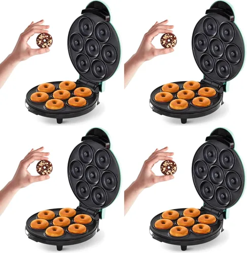 Vista 9 de Dash Express Mini Donut Maker, 7 donas, Aqua Aguamarina