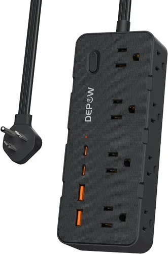 Vista 9 de Regleta de alimentación de 3 pies, cable de extensión con 8 salidas de CA + Negro