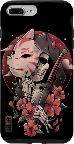 Vista 12 de iPhone 16 Death Messenger Japanese Aesthetics Grim Reaper Kitsune Mask Case