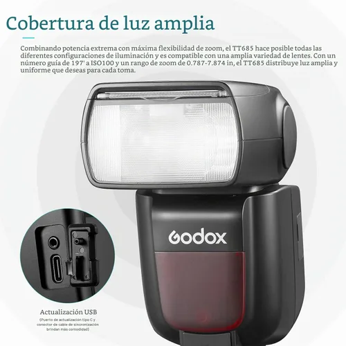 Vista 7 de Godox TT685II TT685II-S Flash para Sony, 2.4G TTL Flash externo Speedlite HSS 1/8000s GN60, bloqueo de liberación rápida, conversión instantánea TCM