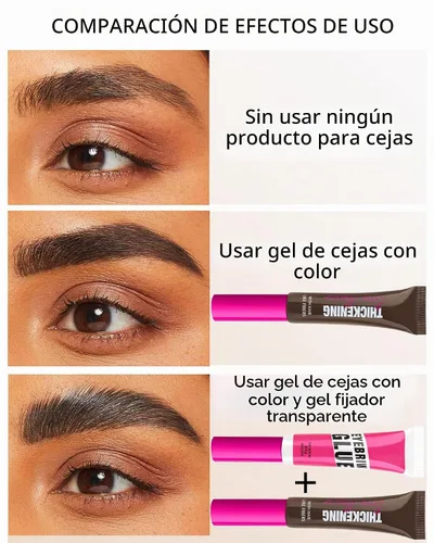 Vista 4 de Kit de gel de cejas teñido impermeable, gel de rímel de cejas engrosante y pegamento de cejas de ajuste transparente, crema de cejas de relleno