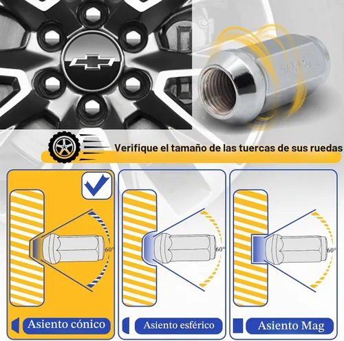 Vista 4 de Tuercas de llanta M14x1.5 para Chevy Sliverado Sierra 1500 Yukon Cadillac Escalade