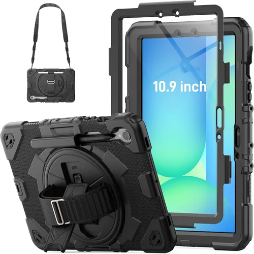 Vista 14 de HXCASEAC Funda para Samsung Galaxy Tab S11 (2025) de 11 pulgadas, diseño a prueba de golpes con protector de pantalla/correa de mano/soporte para S
