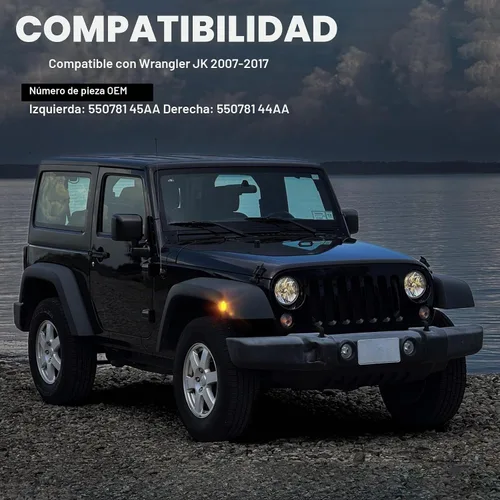 Vista 6 de Luces Marcadoras Laterales Compatibles con Wrangler JK 2007-2018 Guardabarros Delantero Conjunto de Lámpara LED Completa Lente Ahumado