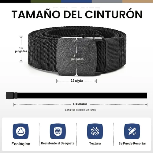 Vista 2 de UNGGJKB Cinturones tácticos de nailon para hombre, paquete de 5 cinturones casuales de lona militar para exteriores, cinturones sin metal