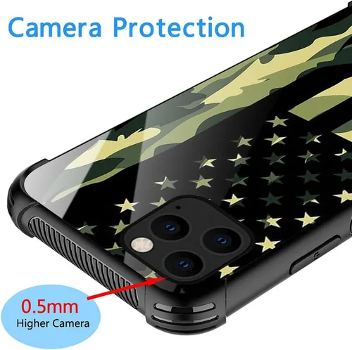 Vista 4 de DJSOK Funda para iPhone 11 Pro Max, diseño de patrón de lujo, a prueba de golpes, funda resistente para hombre y mujer, bandera de camuflaje clásica