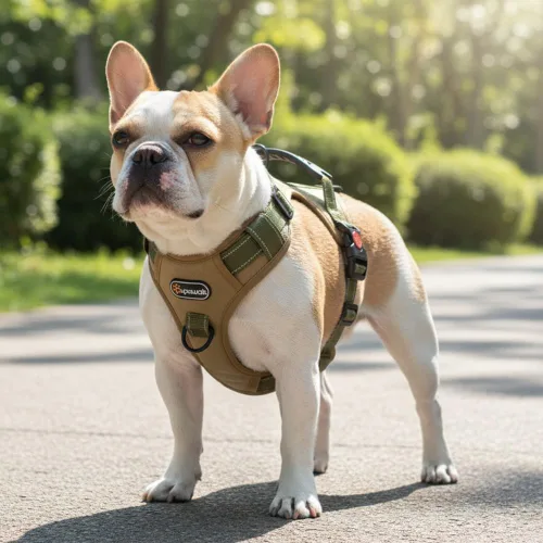 Vista 3 de Arnés táctico para perro, ajustable, sin tirones, con correas reflectantes y asa, arnés para cachorros con clips metálicos dobles para correa