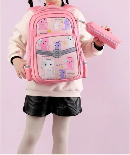 Vista 2 de Mochila Kawaii con bonitos accesorios para portátil de 14 pulgadas, mochila de viaje casual, bolsa estética para regalo de nuevo semestre, 01-rosa
