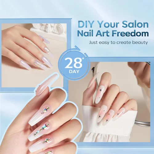 Vista 9 de modelones 2pcs 0.5 fl oz 10 in One X Nail Gel Pegamento Gel Base Coat Brush D-transparente-2