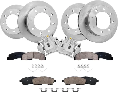 Vista 59 de Detroit Axle - Kit de frenos para Land Rover LR3 2005-2009, Rotores de freno deportivos Range Rover 2006-2009 y pastillas de freno de cerámica 2007