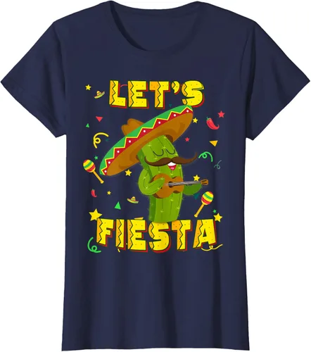 Vista 34 de Cinco De Mayo - Camiseta de regalo con sombrero de cactus Let's Fiesta, Negro, S