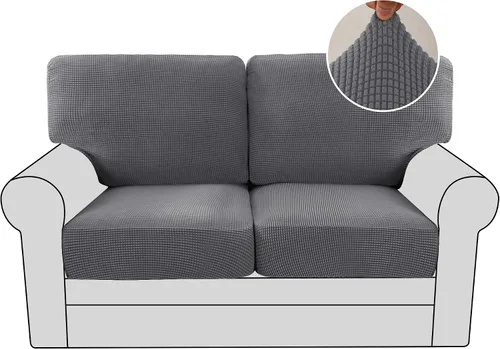 Vista 72 de H.VERSAILTEX Fundas elásticas para sillas de varias piezas, fundas para cojines ajustables para asiento y respaldo