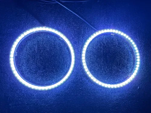 Vista 9 de SDO TECH - 2 anillos de halo de ojos de ángel para coche, 3.937 in, luz de circulación diurna, SMD3838, chips multicolores, anillo circular