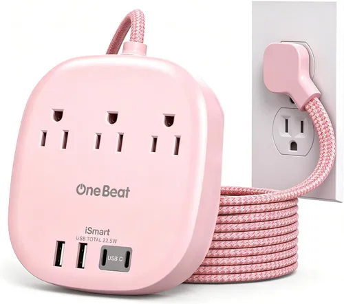Vista 13 de Cruise Ship Travel Essentials, tira de alimentación de enchufe plano de 22.5 W/4.5 A, cable de extensión plano de 3 pies, 3 tomas de corriente, 4