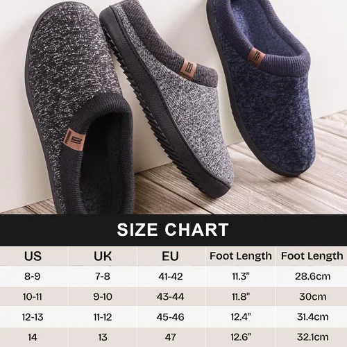 Vista 6 de MERRIMAC Pantuflas antideslizantes de espuma viscoelástica para hombre para interiores