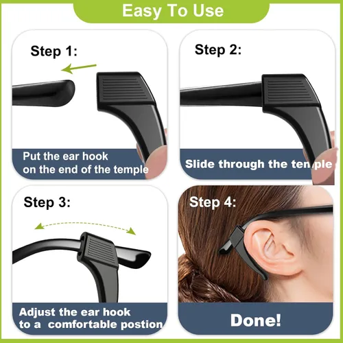 Vista 3 de SMARTTOP 20 pares de agarres antideslizantes para orejas de gafas, ganchos cómodos de silicona elástica, puntas de patillas de gafas, retenedor