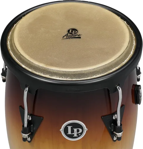 Vista 2 de Latin Percussion LP Aspire - Juego de madera Congas de 11 y 12 pulgadas con doble soporte, color negro