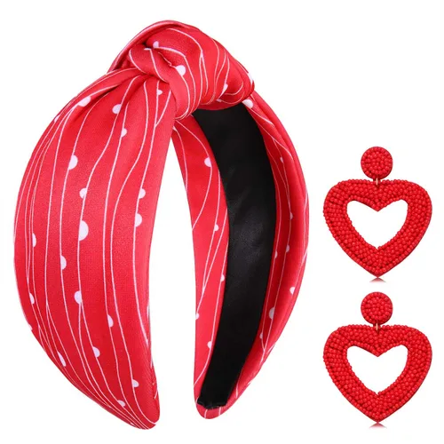Vista 71 de YAHPERN Diadema para el día de San Valentín para mujer, colorida diadema de algodón con estampado de corazón de conversación XOXO Love, diadema