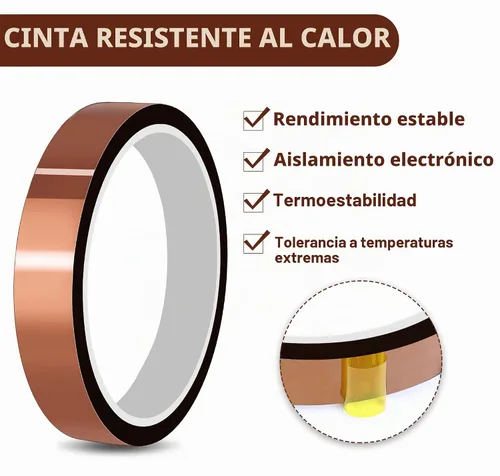 Vista 3 de Intbuying, cinta koptan de alta temperatura, resistente al calor, cinta de sublimación, 2 rollos, 10 mm x 33 m, 100 pies A-Amarillo-2 Rollo