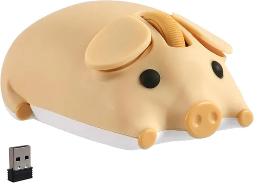 Vista 8 de Ratón inalámbrico Bluetooth con forma de cerdo de animal lindo 2.4G y Bluetooth Ratones de computadora de modo dual con receptor USB, portátil