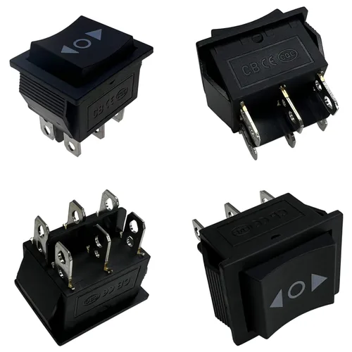 Vista 11 de Interruptor basculante DPST On-Off Unilluminated Negro 4 Pin 1.220x0.984 in Rectangular Snap-in Interruptor de alimentación de palanca