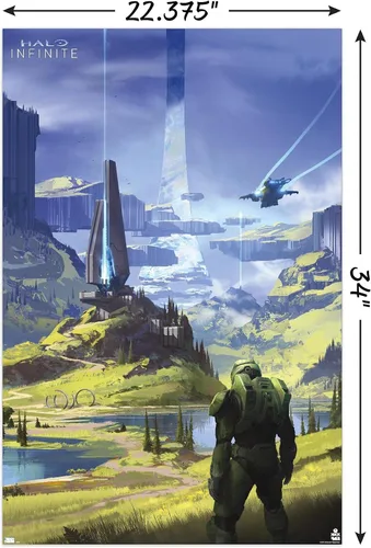 Vista 3 de Halo Infinite - Póster de pared Master Chief Valley, 34 pulgadas de largo x 22.4 pulgadas de ancho, versión sin marco