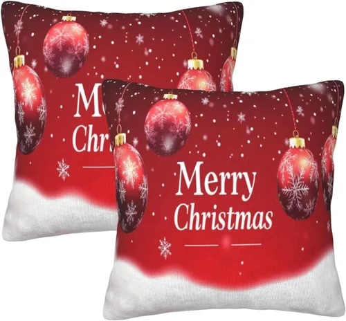 Vista 40 de Fundas de Almohada Flor de Pascua Dorada Copo de Nieve Navidad Xmas Juego de 2 Fundas de Almohadas Cuadradas Funda de Cojín Fundas de Almohadas
