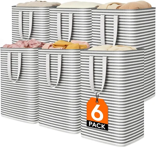Vista 14 de Lifewit 75L x 2 Pack Collapsible Laundry Hamper Large,Tall Foldable Dirty Clothes Baskets Waterproof, Freestanding Double Bags with Easy Carry