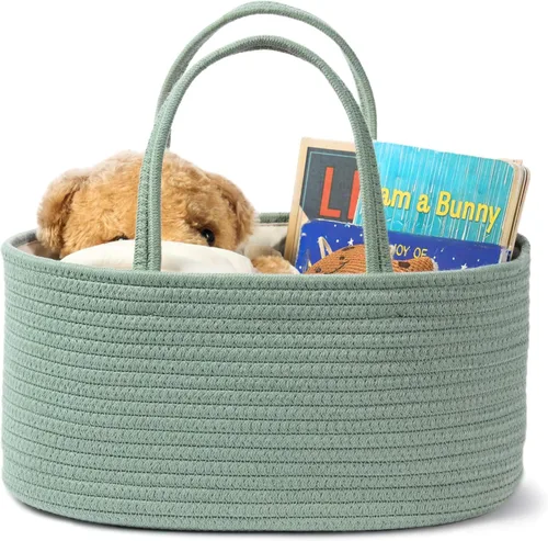 Vista 13 de Diaper Caddy Organizer, Empty Gift Basket with Gift Wrap for Newborn Essentials, Baby Storage Basket, Stylish Gift Bag for Baby Shower, Boys and